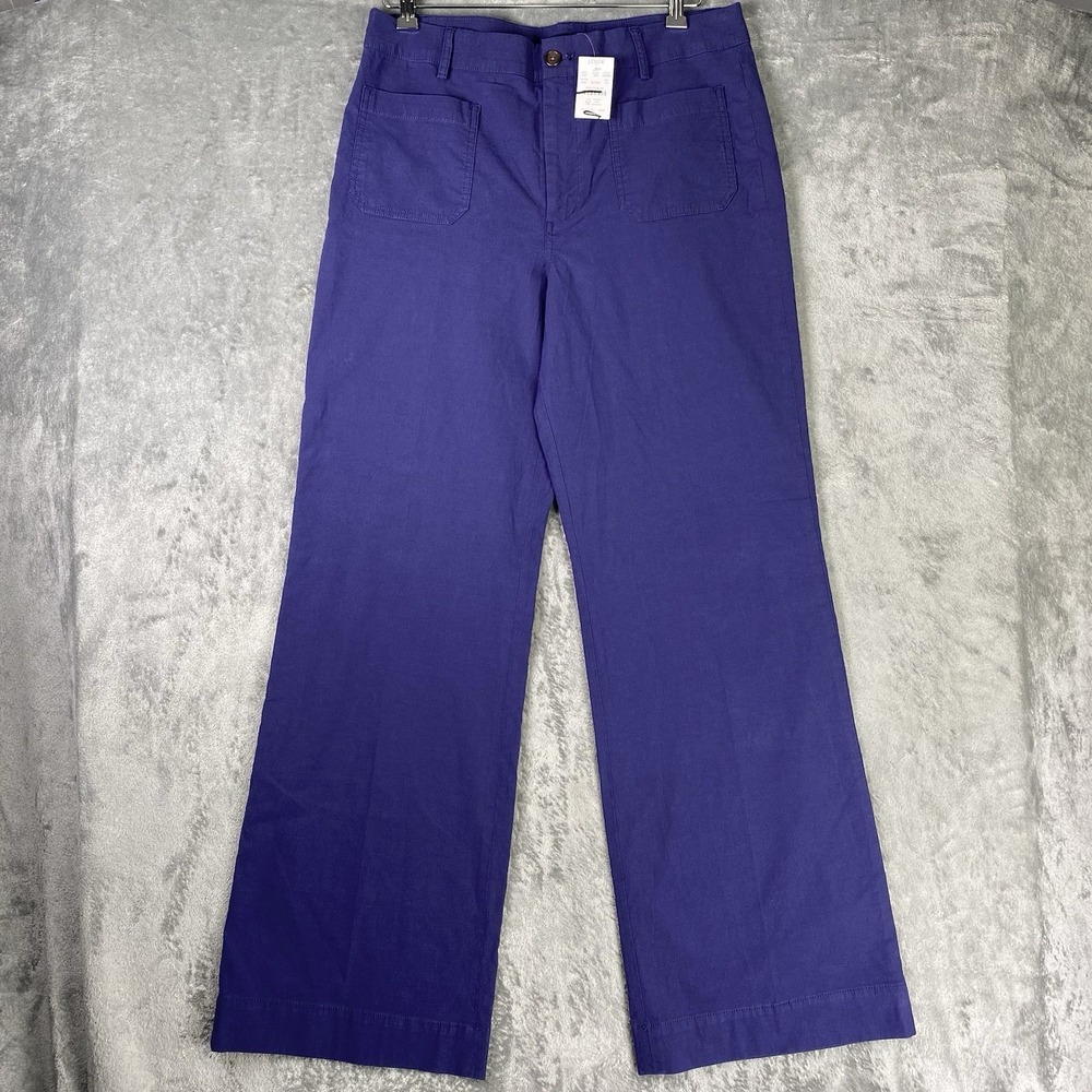 J Crew Pants Womens Sz 31 Tall Indigo Blue Wide Leg Trouser Full Length Prep NWT